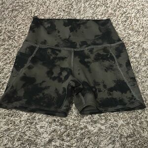 EVCR Evolution and Creation Tie Dye Green & Black Biker Shorts w/Pockets Medium